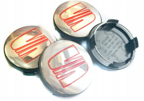 SEAT DEKIELKI KAPSLE ZNACZKI DO ALUFELG RONAL 63mm/57mm 4szt.