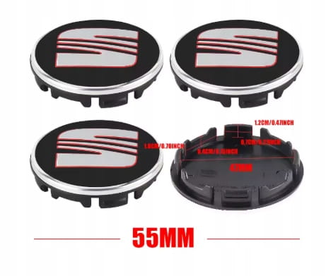 SEAT DEKIELKI KAPSLE ZNACZKI 55mm/50mm 5F0601171 4szt.