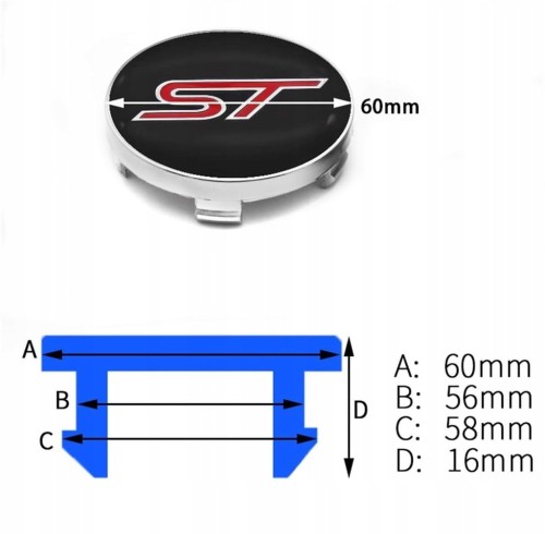 FORD ST DEKIELKI 4szt. KAPSLE DO ALUFELG 60mm