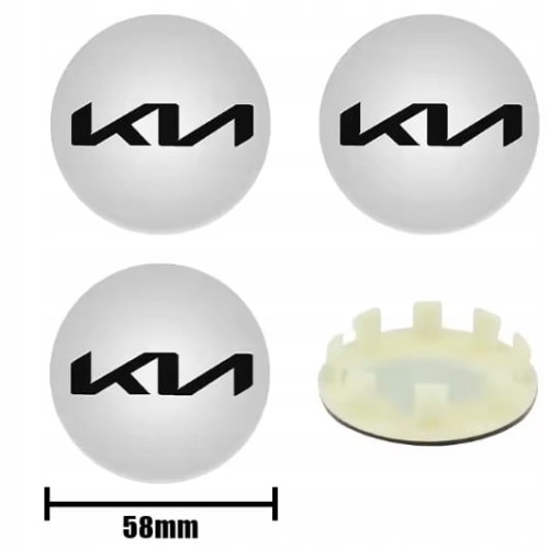 KIA DEKIELKI KAPSLE DEKLE ZNACZKI DO ALUFELG 58mm/50mm NOWE LOGO  4szt.