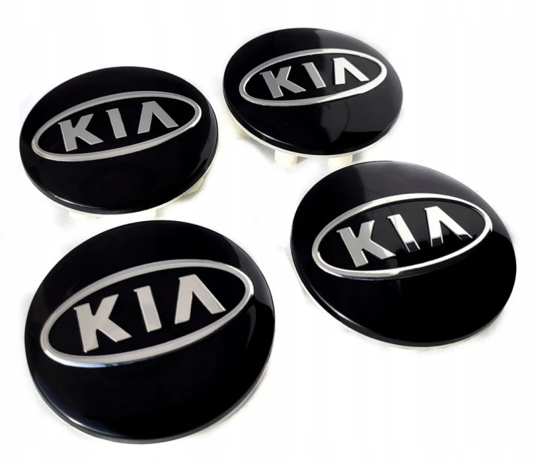 KIA  DEKIELKI KAPSLE DEKLE ZNACZKI DO ALUFELG 58mm/50mm 4szt.
