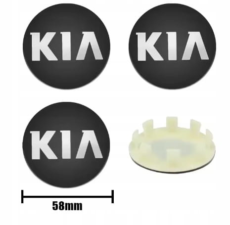 KIA DEKIELKI KAPSLE ZNACZKI DEKLE DO ALUFELG 58mm/50mm 4szt.
