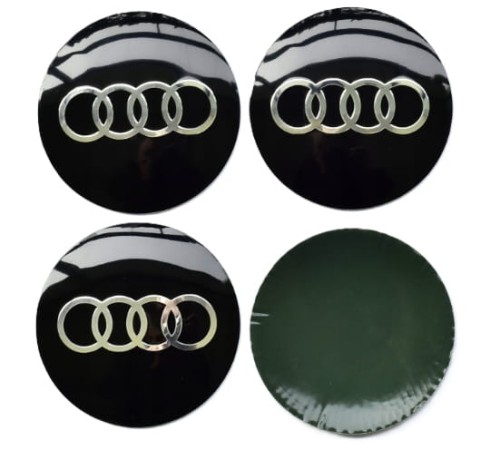 AUDI NAKLEJKI ZNACZKI LOGO EMBLEMATY NA DEKIELKI ALUMINIOWE 4 SZT. 74mm