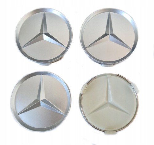 MERCEDES DEKIELKI KAPSLE ZNACZKI DEKLE SREBRNY MAT 75mm/70mm 4szt.