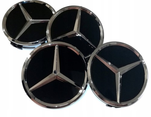 MERCEDES DEKIELKI KAPSLE ZAŚLEPKI ZNACZKI POŁYSK 75MM 4szt.