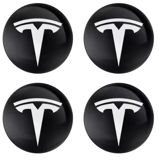 TESLA  NAKLEJKI EMBLEMATY ZNACZKI LOGO 56MM  4 SZT.
