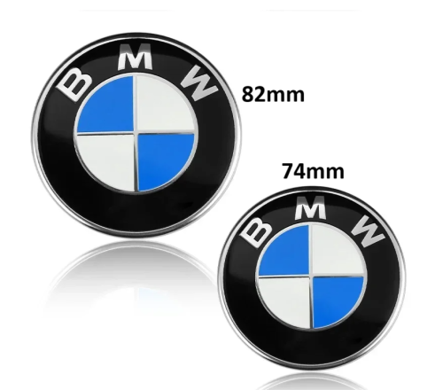 BMW EMBLEMATY 82mm i 74mm KOMPLET NA PRZÓD I TYŁ ZESTAW 2szt NIEBIESKI