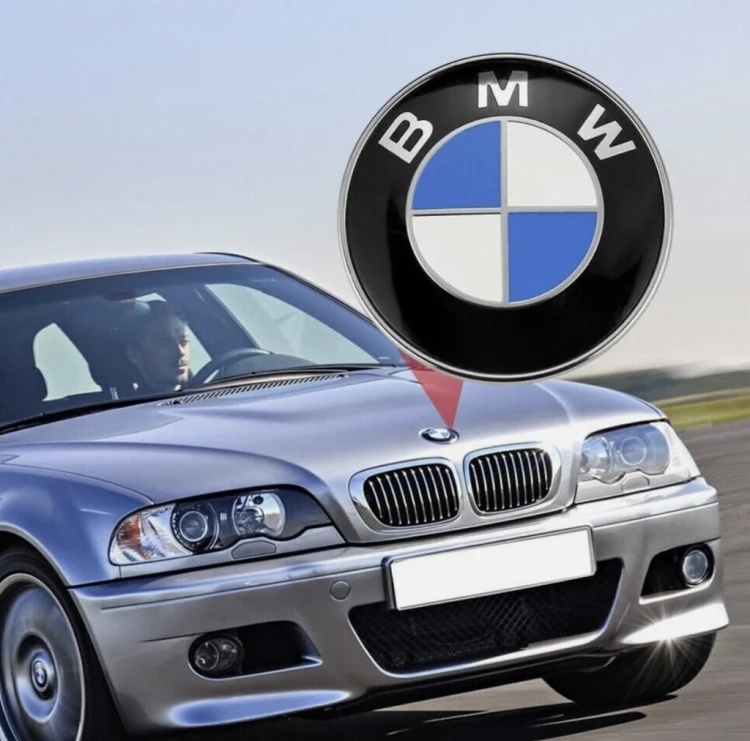 BMW EMBLEMAT 82mm NA MASKE KLAPE ZNACZEK LOGO + TULEJKI E60 E61 E90 E91 E92