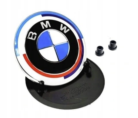 BMW EMBLEMAT 82mm NA MASKE KLAPE ZNACZEK LOGO + TULEJKI E60 E61 E90 E91 E92