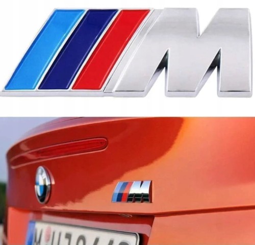 BMW M-POWER MPOWER EMBLEMAT ZNACZEK NAKLEJKA LOGO 75mm/27mm NA KLAPĘ 1szt