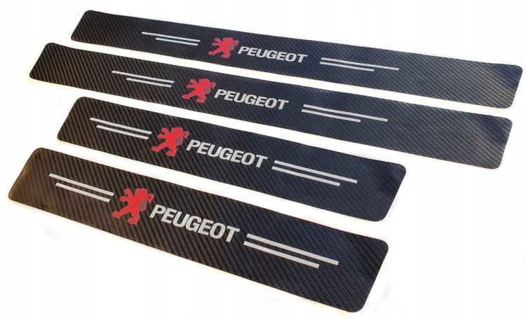 PEUGEOT NAKŁADKI NAKLEJKI FOLIA CHRONNA NA PROGI 4szt.