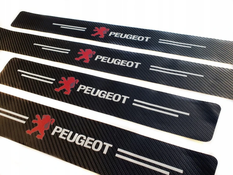PEUGEOT NAKŁADKI NAKLEJKI FOLIA CHRONNA NA PROGI 4szt.
