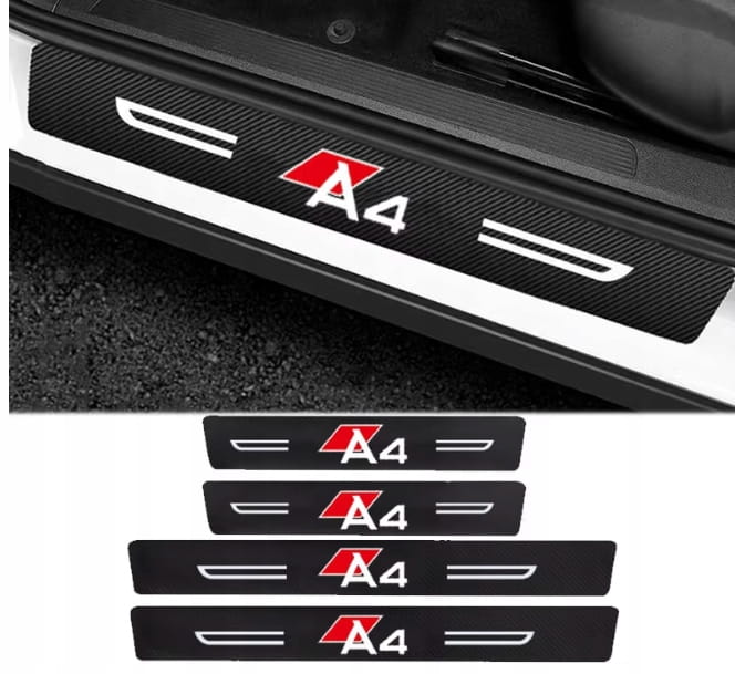 AUDI A4 NAKŁADKI OCHRONNE NAKLEJKI FOLIA NA PROGI CARBON 4szt