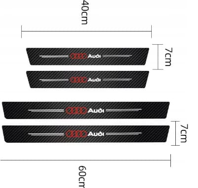 AUDI NAKŁADKI OCHRONNE NAKLEJKI FOLIA NA PROGI CARBON 4szt
