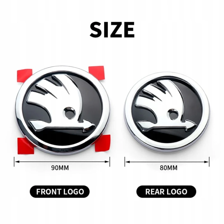 SKODA FABIA III EMBLEMAT ZNACZEK LOGO PRZÓD + TYŁ 80mm + 90mm