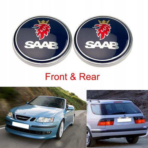 SAAB ZNACZEK LOGO EMBLEMAT NA PRZÓD + TYŁ 68mm KOMPLET
