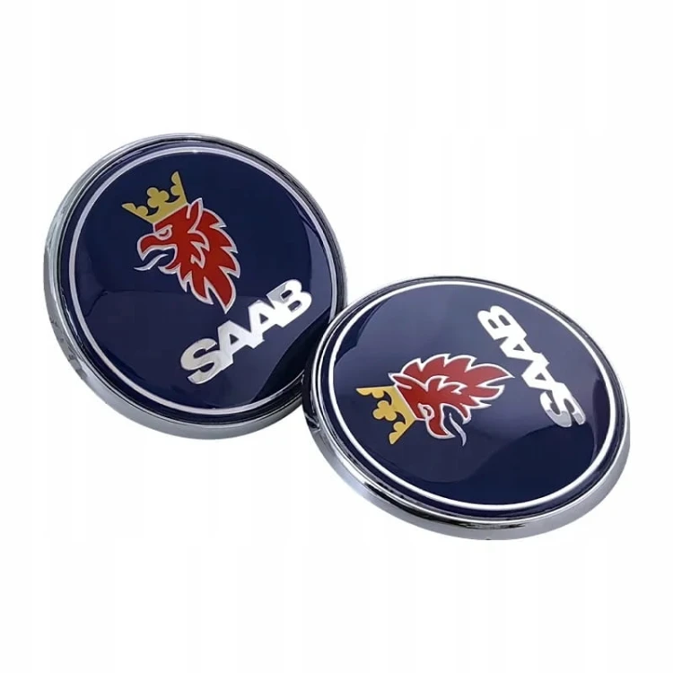 SAAB ZNACZEK LOGO EMBLEMAT NA PRZÓD + TYŁ 68mm KOMPLET
