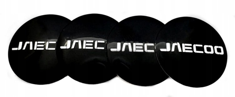 JAECOO NAKLEJKI EMBLEMATY ZNACZKI LOGO NA DEKIELKI KOŁAPAKI 56mm 4szt.