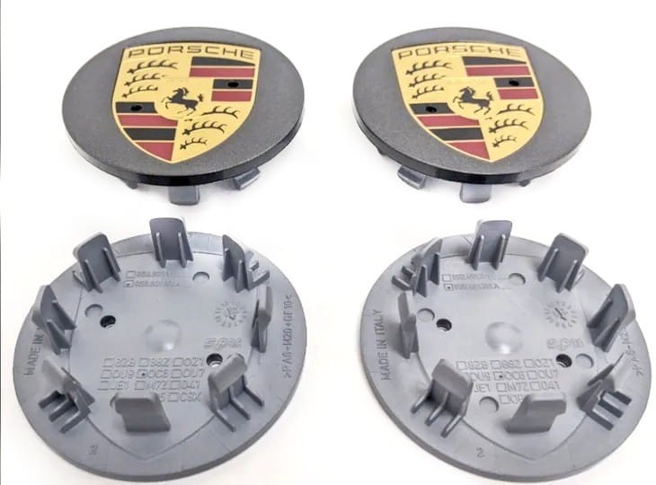 PORSCHE DEKIELKI KAPSLE ZNACZKI DO FELG 65mm/48mm 4szt.