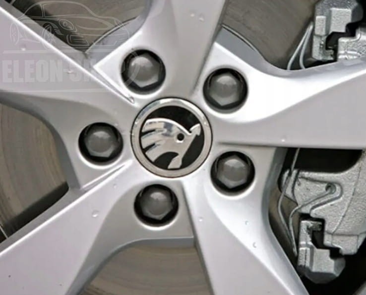 SKODA NAKLEJKI EMBLEMATY LOGO ZNACZKI ALUMINIUM 56mm 4szt