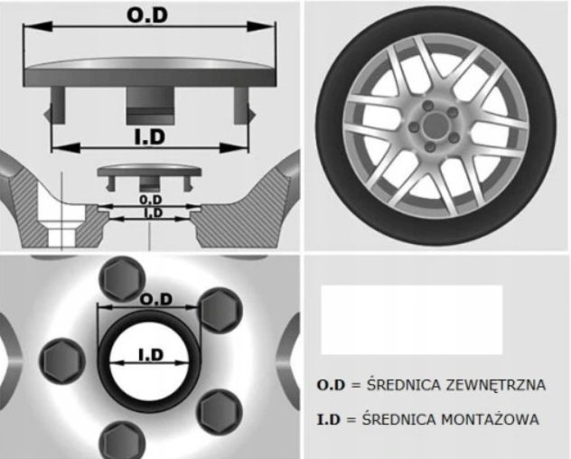 LEXUS DEKIELKI KAPSLE DO ALUFELG BROCK CMS AUTEC 59mm/55mm 4szt.