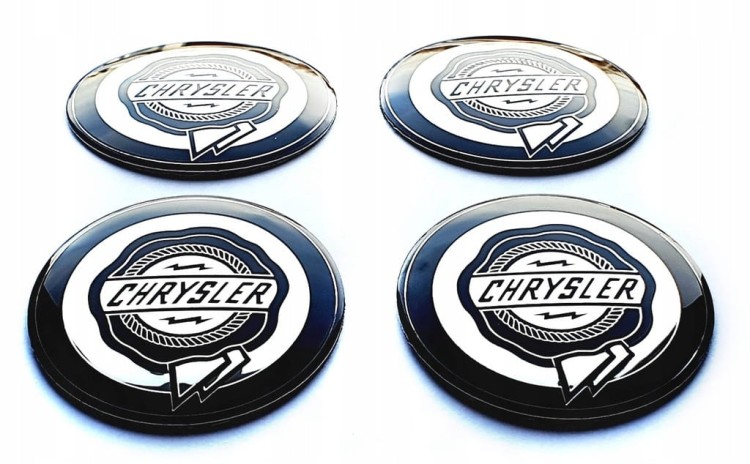 CHRYSLER  NAKLEJKI 56mm EMBLEMATY ALUMINIOWE 4szt.
