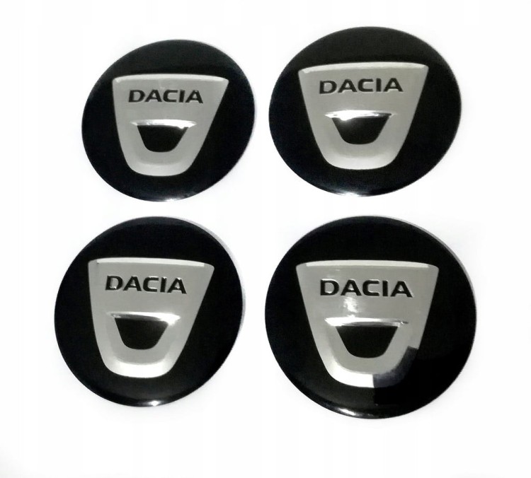 DACIA NAKLEJKI 56mm EMBLEMATY ALUMINIOWE 4szt