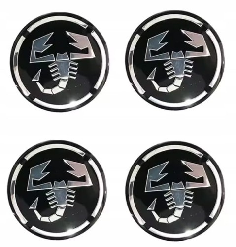FIAT ABARTH NAKLEJKI56mm EMBLEMATY ZNACZKI ALUMINIOWE 4szt.