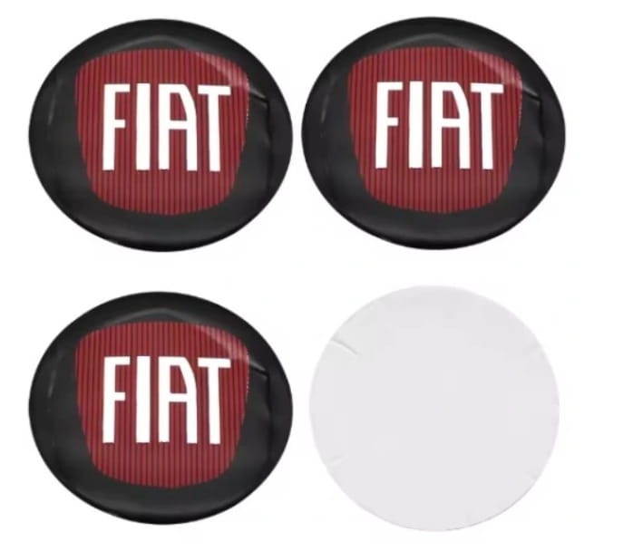 FIAT NAKLEJKI 64mm ZNACZKI EMBLEMATY ALUMINIOWE 4szt.