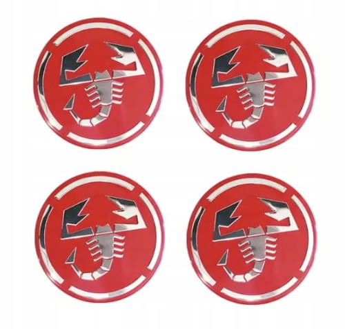 FIAT ABARTH NAKLEJKI 56mm EMBLEMATY ZNACZKI LOGO ALUMINIOWE 4szt.