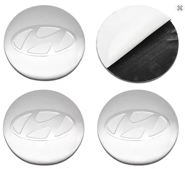 HYUNDAI NAKLEJKI 56mm EMBLEMATY ZNACZKI LOGO  ALUMINIOWE  4szt.