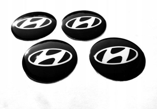 HYUNDAI NAKLEJKI 64mm EMBLEMATY ZNACZKI LOGO ALUMINIOWE 4szt.