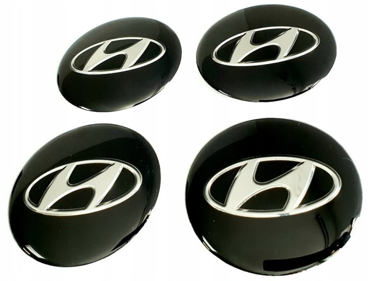 HYUNDAI NAKLEJKI 64mm EMBLEMATY ZNACZKI LOGO ALUMINIOWE 4szt.