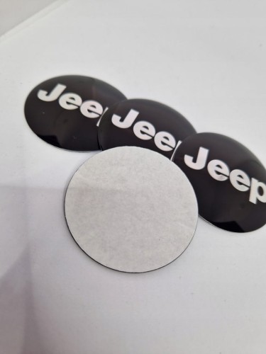 JEEP NAKLEJKI  60mm ZNACZKI EMBLEMATY LOGO ALUMINIOWE NA DEKIELKI 4szt.
