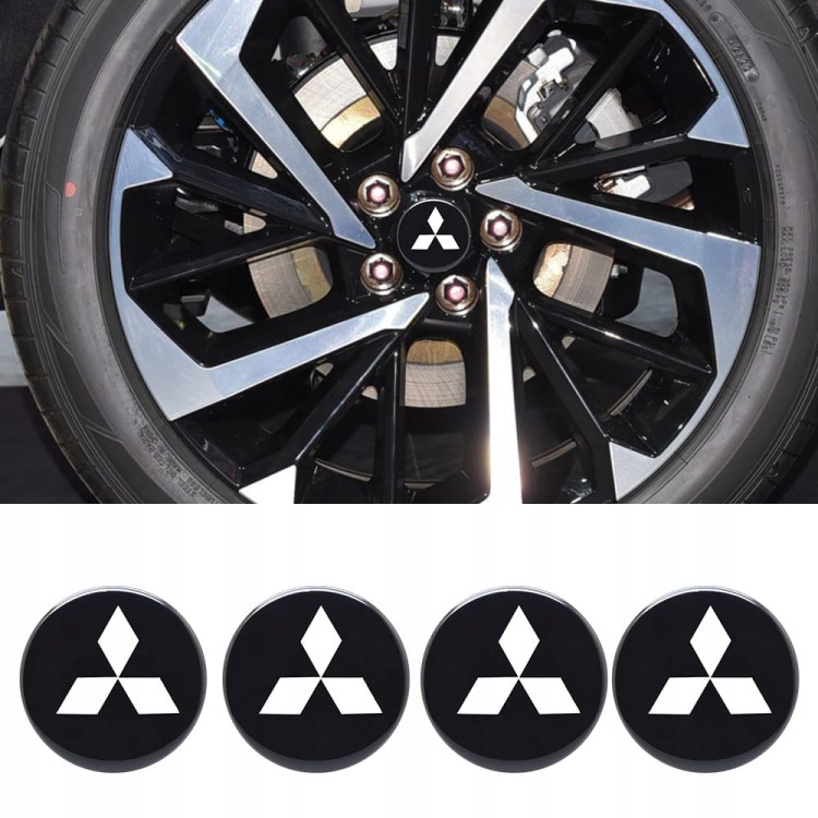 MITSUBISHI NAKLEJKI 56mm ALUMINIOWE ZNACZKI EMBLEMATY 4szt.