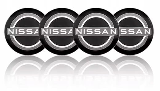 NISSAN NAKLEJKI 56mm EMBLEMATY ZNACZKI ALUMINIOWE 4szt.