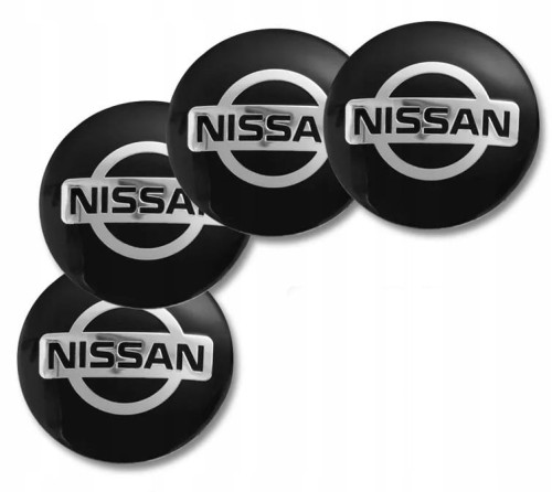 NISSAN NAKLEJKI 56mm EMBLEMATY ZNACZKI ALUMINIOWE 4szt.