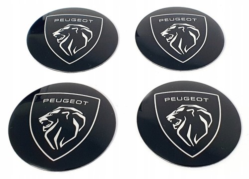 PEUGEOT NAKLEJKI  60mm EMBLEMATY ZNACZKI NOWE LOGO 4szt.