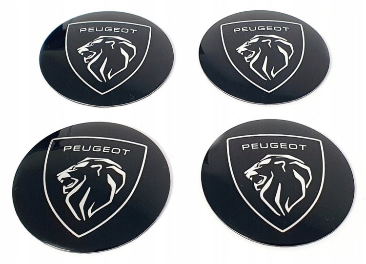 PEUGEOT NAKLEJKI  60mm EMBLEMATY ZNACZKI NOWE LOGO 4szt.
