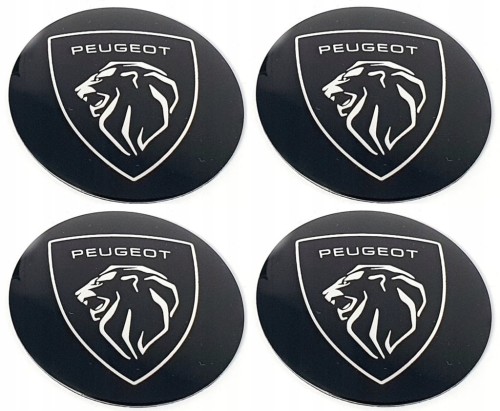 PEUGEOT NAKLEJKI  64mm EMBLEMATY ZNACZKI NOWE LOGO 4szt.