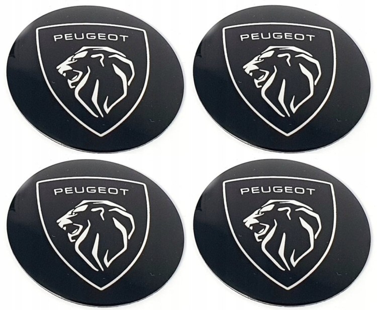 PEUGEOT NAKLEJKI  64mm EMBLEMATY ZNACZKI NOWE LOGO 4szt.