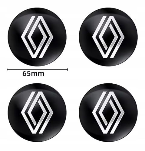 RENAULT NAKLEJKI 65mm EMBLEMATY ZNACZKI ALUMINIOWE  NOWE LOGO 4szt.