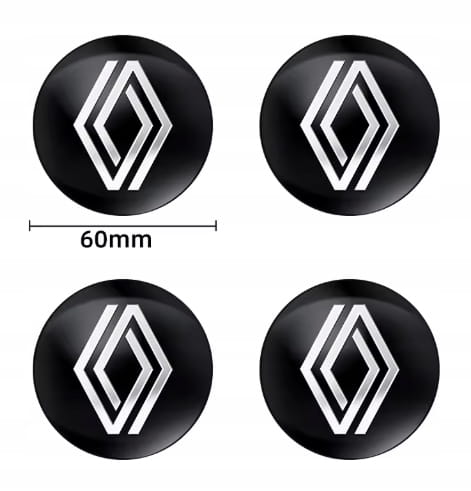 RENAULT NAKLEJKI 60mm ZNACZKI EMBLEMATY ALUMINIOWE 4szt.