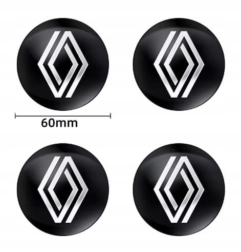 RENAULT NAKLEJKI 60mm ZNACZKI EMBLEMATY ALUMINIOWE 4szt.