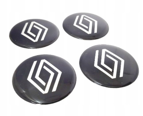 RENAULT NAKLEJKI 56mm EMBLEMATY ZNACZKI ALUMINIOWE 4szt. NOWE LOGO