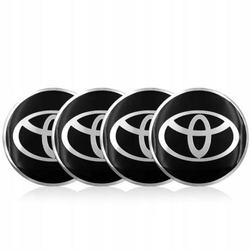 TOYOTA NAKLEJKI 56mm ZNACZKI  EMBLEMATY ALUMINIOWE NA DEKIELKI 4szt
