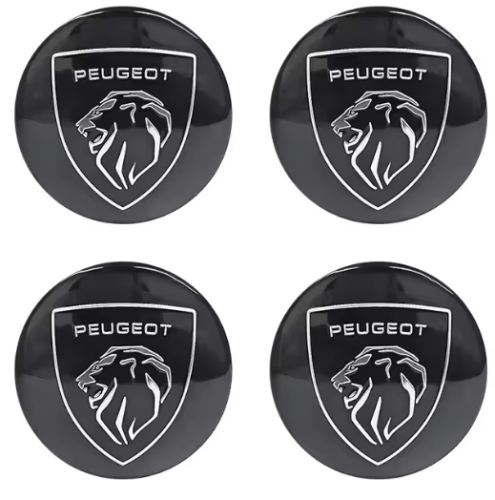 PEUGEOT NAKLEJKI  56mm EMBLEMAT YZNACZKI NOWE LOGO 4szt.