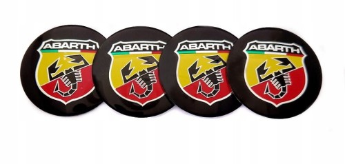 ABARTH NAKLEJKI 56mm EMBLEMAT ZNACZEK ALUMINIOWE 4szt.