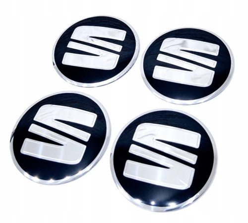 SEAT ZNACZEKI 56mm NAKLEJKI EMBLEMATY ALUMINIOWE 4szt.