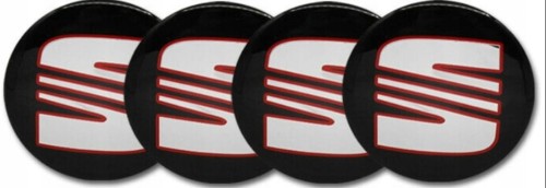 SEAT NAKLEJKI 60mm EMBLEMATY ZNACZKI LOGO ALUMINIOWE 4szt.